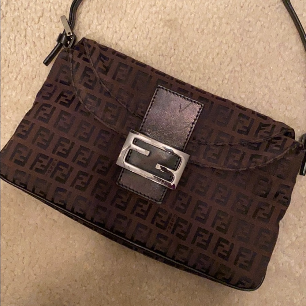 Fendi Zucca Patterned Canvas Clutch